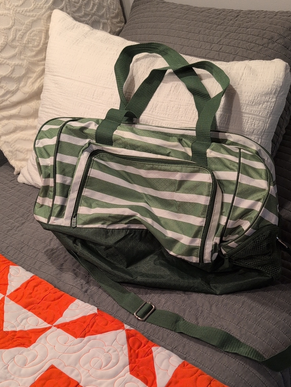 Green Striped Duffel Bag From Thirty One Gifts - Men